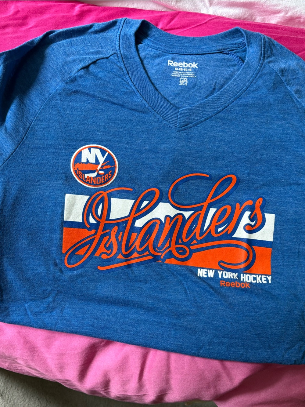 Reebok Blue and Orange New York Islanders Graphic Tee